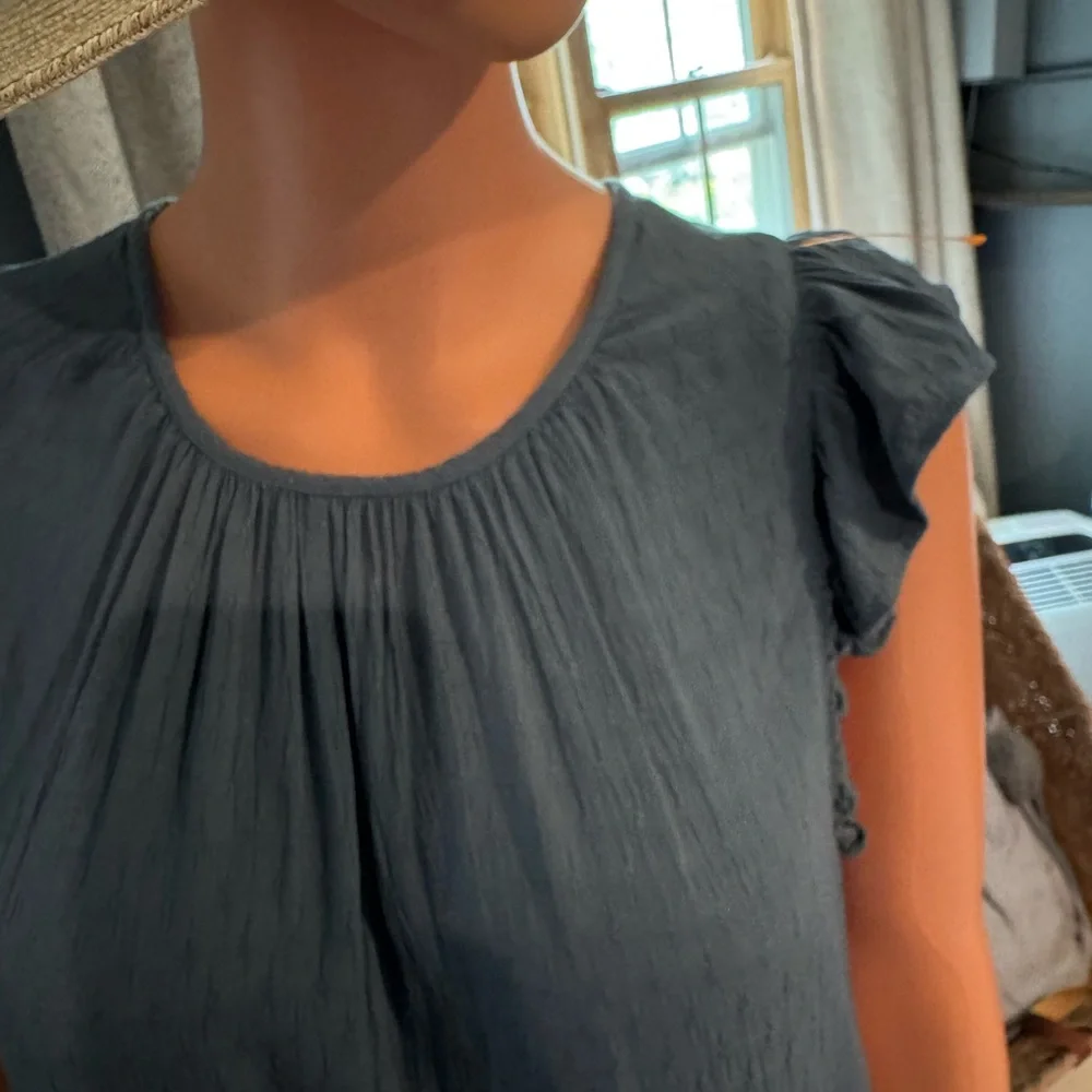 LOFT Blue‎ and Gray Sleeveless Tiered Midi Dress - Picture 2 of 4